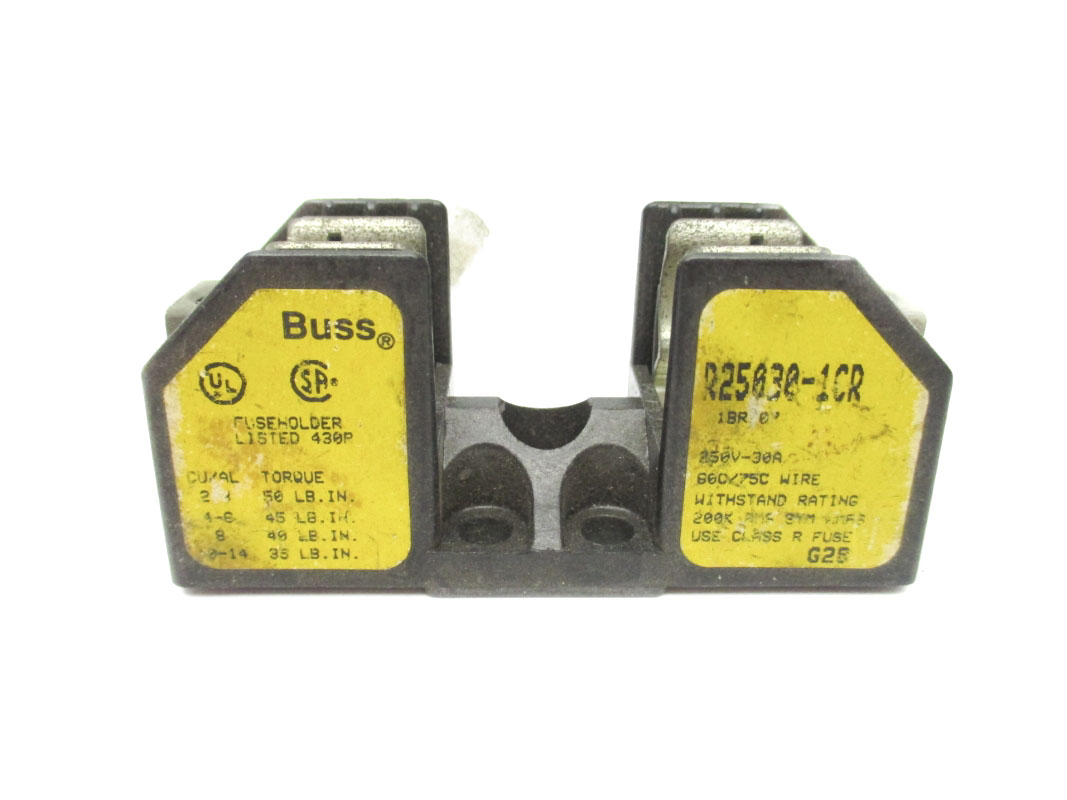 BUSS R25030-1CR FUSE HOLDER 30 AMP 250V  1 POLE WITH FUSES LOT OF 3 3 