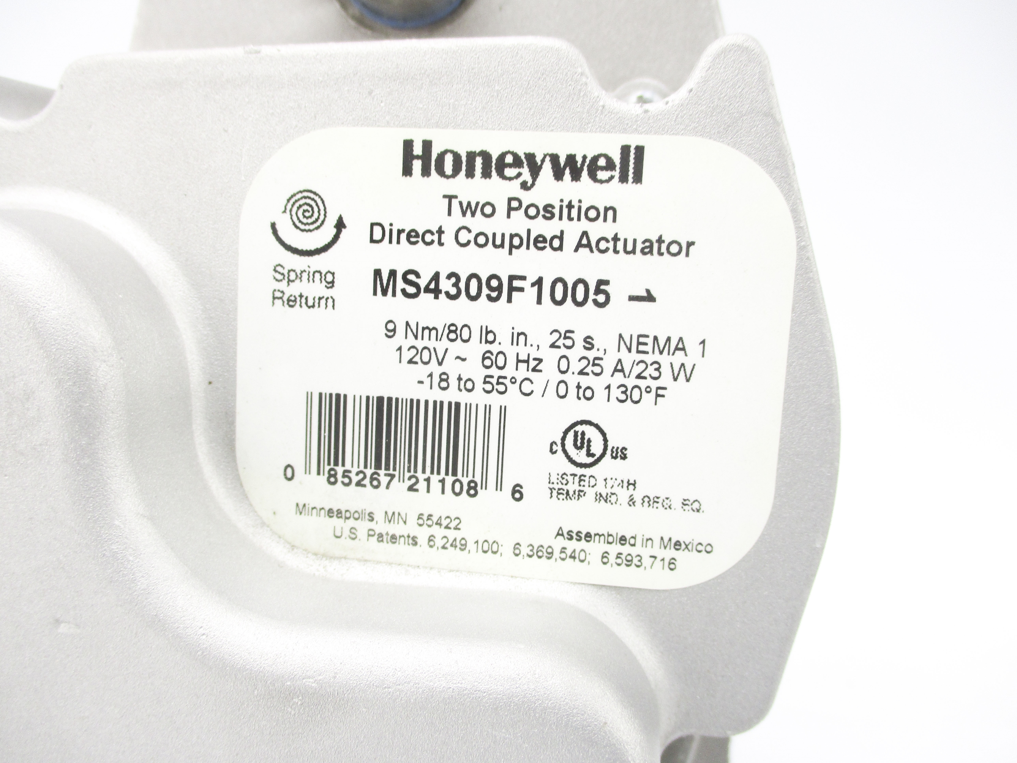 Honeywell MS4309F1005 Two Position Direct Coupled Actuator 