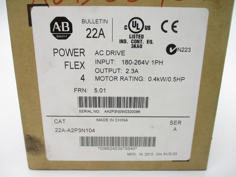 ALLEN BRADLEY 22A-A2P3N104 SER. A F/W 5.01 180-264V 6.0A NSMP - Bild 4 von 4