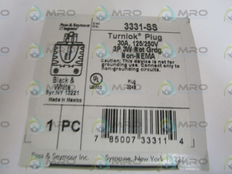 Legrand-Pass /& Seymour 3331SS Pass /& Seymour LEGRAND 3331-SS TURNLOK PLUG